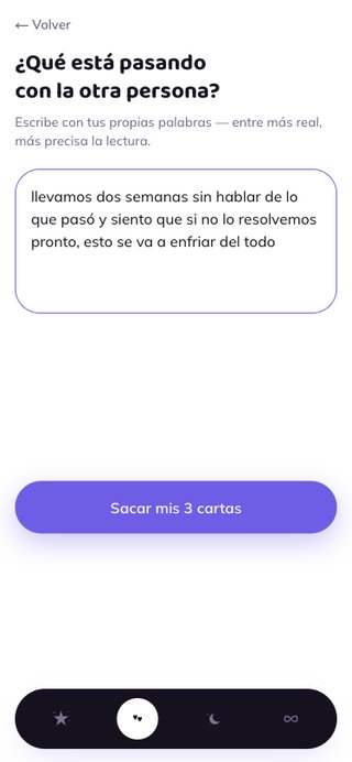 Pantalla para contar tu situación con tus propias palabras